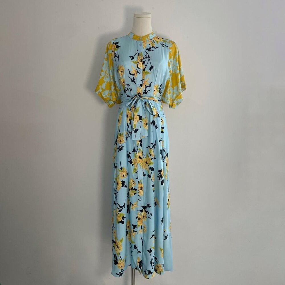 Lagence Nadege Dress In Goldenrod/Blue Floral | Women’s Size Small